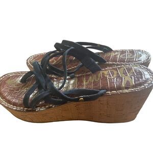 Sam Edelman Cork Sandal Shoe Size 7.5 Leather Suede straps y2k 90s retro